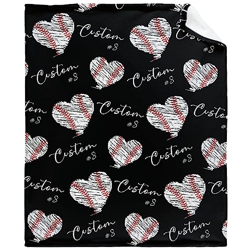 Custom Baseball Blanket Personalized Gifts Super Soft Lightweight Flannel Blankets Throw for Kids, Adult, Suitable for Couch, Sofa, Bed, Camping, Travel All Seasons 60