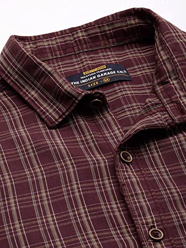 Image of The Indian Garage Co Men Regular Fit Checkered Full Sleeves Cutaway Collar Casual Shirt