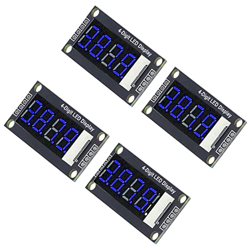 Image of 4 Sets Digital Tube Display Module LED 4 Digit 7 Segment 0.36 TM1637 Drive Chip (Blue MRA110D)