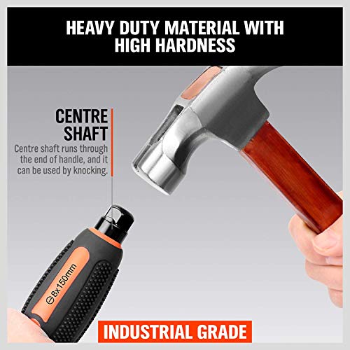 HORUSDY 6-Pieces Magnetic Screwdriver Set, 3 Phillips and 3 Flat Head Tips Screwdriver for Fastening, Chiselling and Loosening Seized Screws (New Screwdriver Set)