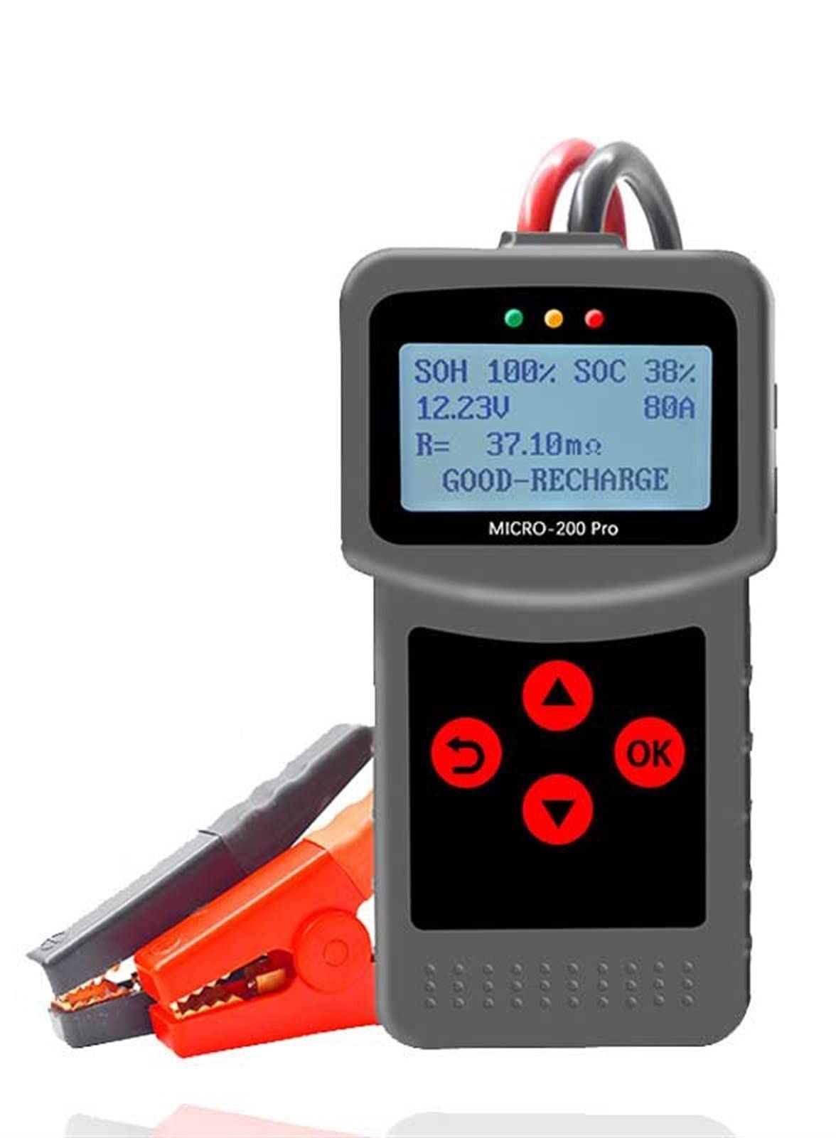Tester baterii, Micro200 Pro Tester akumulatora samochodowego 12V 40-2000CCA Analizator kwasowo-ołowiowego Test rozruchu ładowania Narzędzie diagnostyczne(Brazil-Metal Clip)