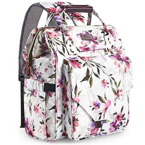 Image of LitBear Diaper Bag Backpack, Large Capacity Multifunction Nappy Bags, Waterproof Baby Bag Floral Insulated Durable Travel Maternity Back Pack for Baby Girls with Diaper Pad Bottle Bag (Peach Blossom)