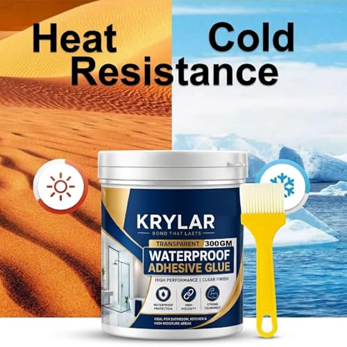 Image of waterproof glue 300gm with Brush Heavy Duty Waterproof Adhesive for Indoor&Outdoor Crack Seal Agent Clear Leak Repair Coating for Roof,Wall Cracks,Bathroom,Tiles,Pipe,Concrete,Metal&Wood