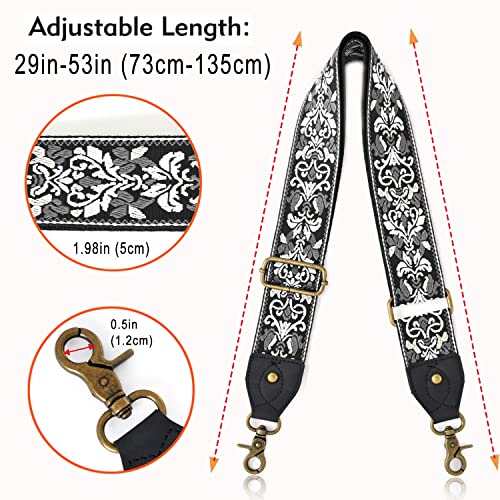 Purse Strap Wide Shoulder Strap Replacement Crossbody Handbag Adjustable Embroidery Guitar Style Bag Strap4