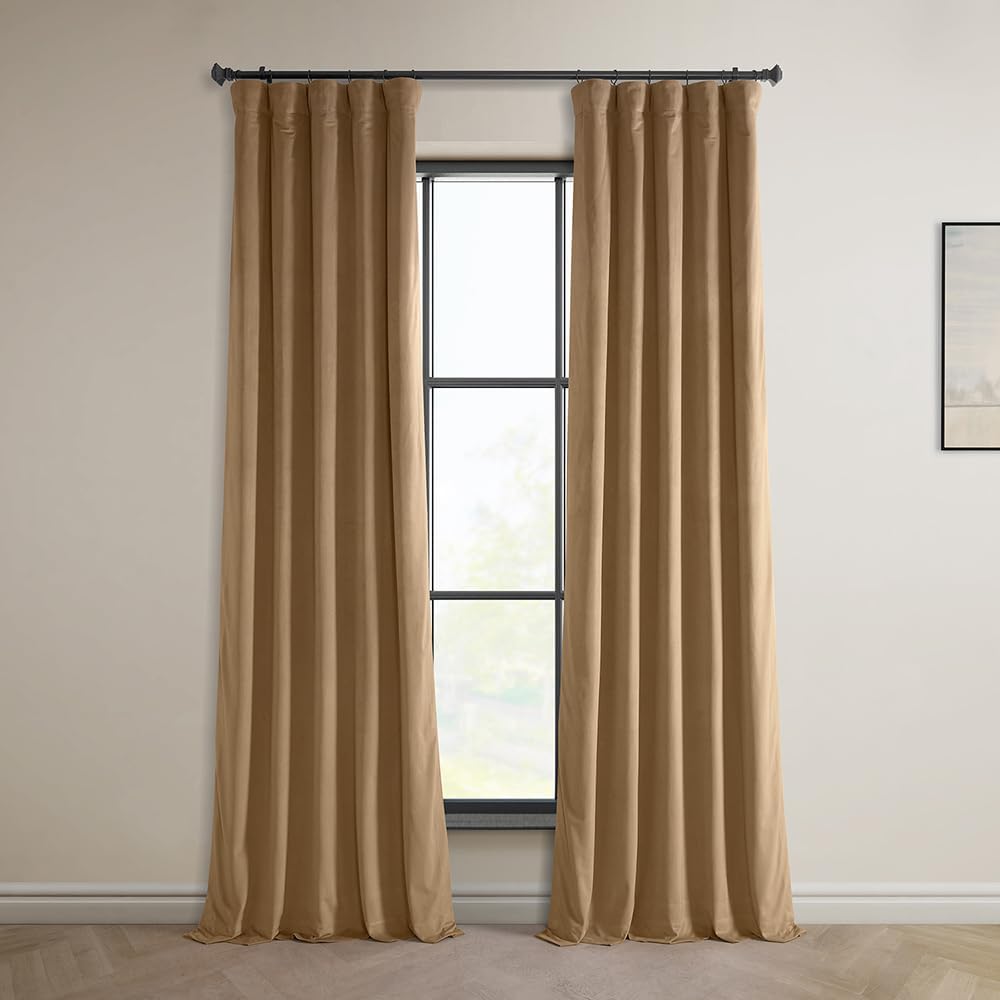 HPD Half Price Drapes Heritage Plush Velvet Curtains 84 Inches Long Room Darkening Curtains for Bedroom & Living Room 50W x 84L, (1 Panel), Spiced Rum Spiced Rum 50"W x 84"L (Pack of 1)