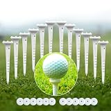 BIRDIE79 Big Easy White Golf Tee Set – 0.75' Big Head 3.25' Adjustable Height Tees, Reinforced Break-Resistant Construction, 6-Prong Low-Friction Design, Silicone Stoppers (12 Tees + 12 Stoppers).