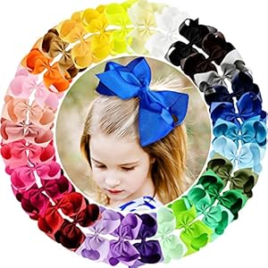 ALinmo 30 Pack 6 “Grosgrain Lint Haarstrikken Baby Meisje Clips Grote Grote Grote Haar Bogen Clips Voor Baby Meisjes Tieners Peuters