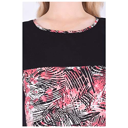 Image of Women's Cotton Crepe Blend Black Straight Printed Kurti(FS703BlackMulti)