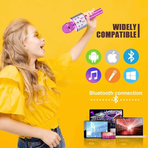 Image of Toys for Girls, Kids Karaoke Microphone Toddler Microphone for Kids with Lights, for Girls, Birthday Party Boys Toy Age 3 4 5 6 7 8+(Light Pink)