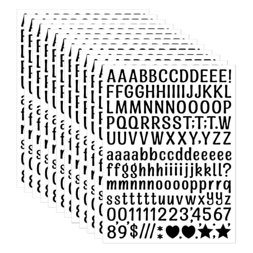 Image of 12 Sheets Letter Stickers 1860 Alphabet Number Stickers 0.5in Vinyl Self-Adhesive Number Alphabet Stickers, Mailbox Numbers Labels DIY Crafts Art Making, Decals for Water Bottles(Black)