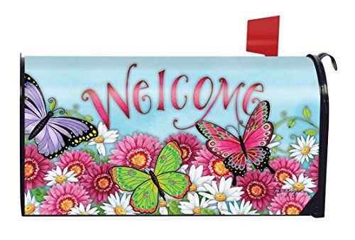 Butterfly Welcome Spring Magnetic Mailbox Cover Floral Briarwood Lane Standard