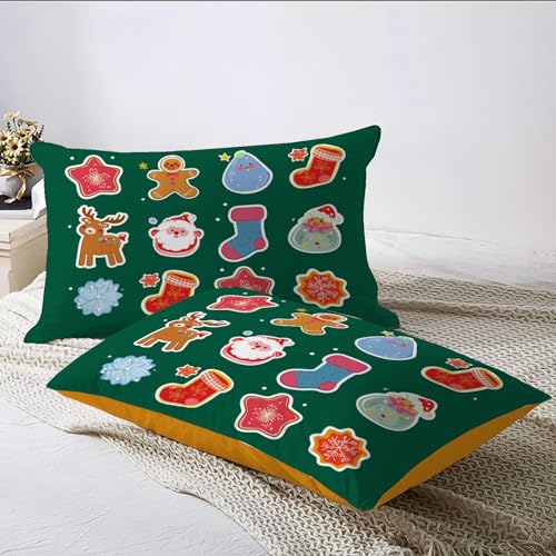 Housse de couette 220x240cm Noël à zip pour lit double facile à border - 7