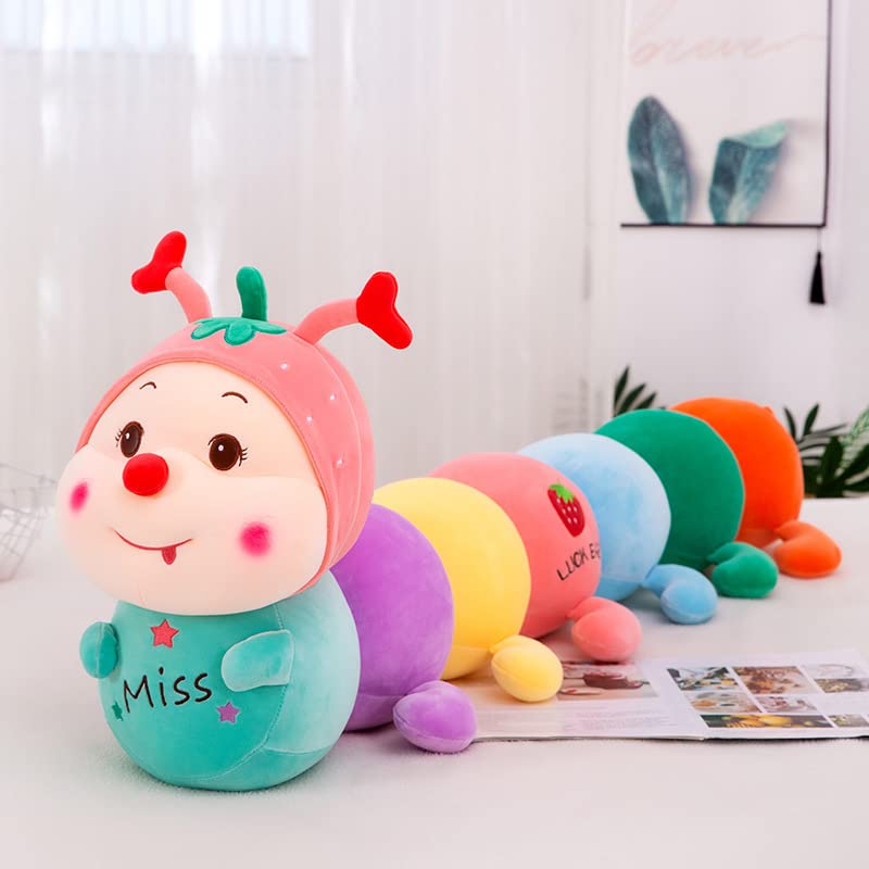 Lindo Juguete Colorido de Peluche de Oruga Fresa Almohada de Oruga Muñeco de Peluche para niñas/Parejas Regalo Colorido 110cm