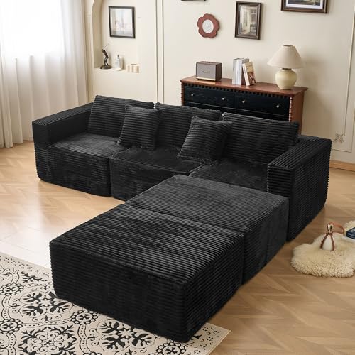 110 Modular Sectional Couch with Ottomans