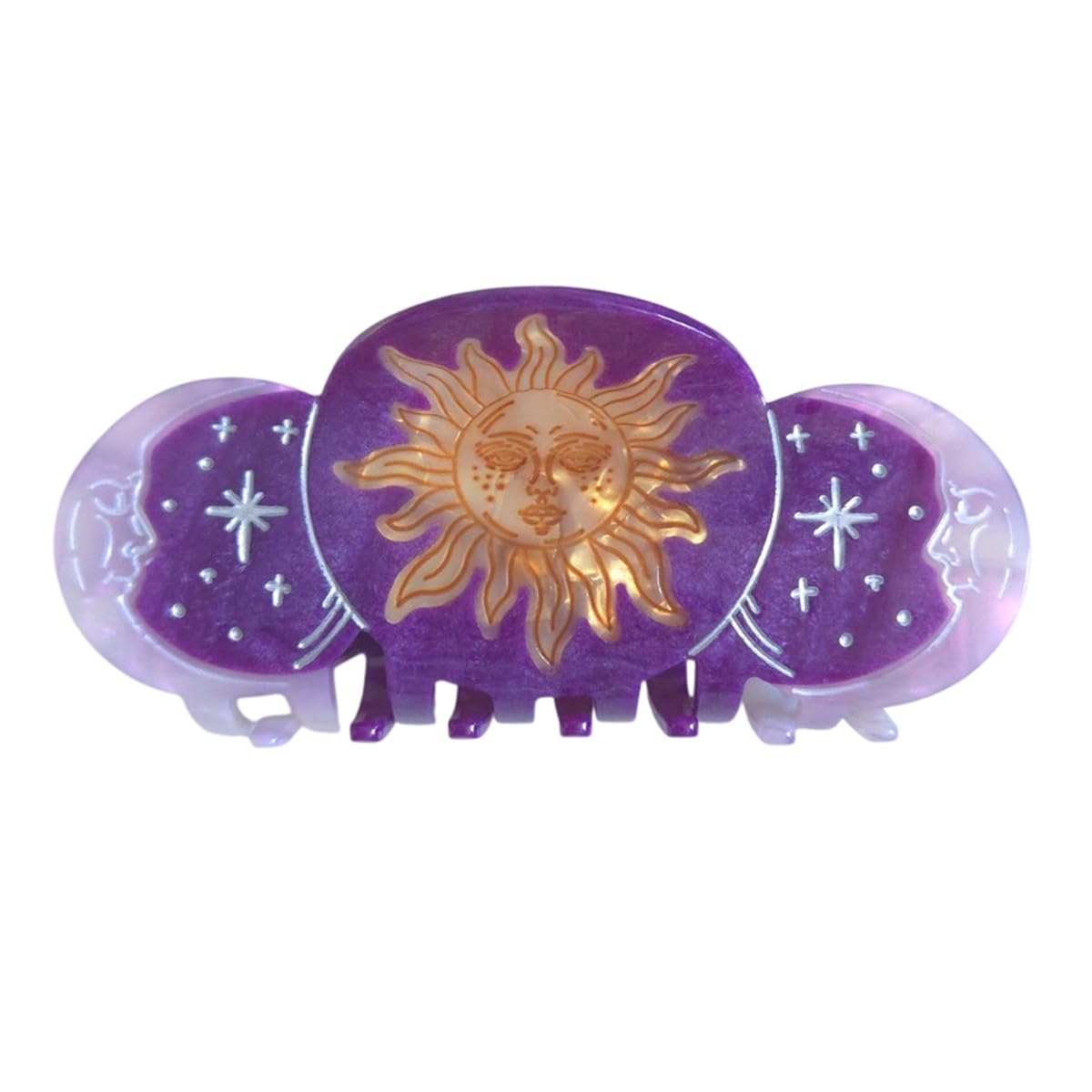 Fantasy Sun Hair Clips,Novelty Acetate Moon Hair Clip,Small Claw Clips for Women,Purple