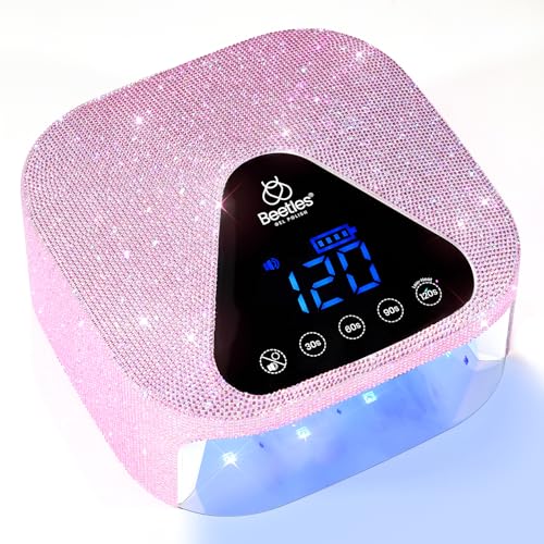 Beetles Uv Nail Lamp Cordless, Flash Cure Lamp for Gel Nails Polish Rechargeable Nail Lamp with 4 Modes Professional Low Heat Uv Led Lamp Nail Art Tools with Bag Manicured Gifts for Her