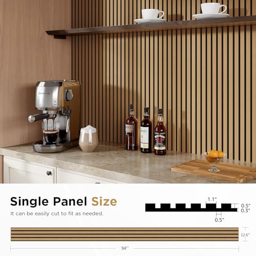 SMARTSTANDARD Wood Slat Acoustic Wall Panels 4 Pack 94"x12.6" American Oak, Noise Reducing and Sound Absorbing, Decorative Slat Panels for Home Studio Office Living Room by SMARTSTANDARD - Image 2