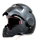 LC Prime® Masei 610 Matt Black Atomic Man Motorcycle Modular Open Face HJC Icon Helmet plastic black 1