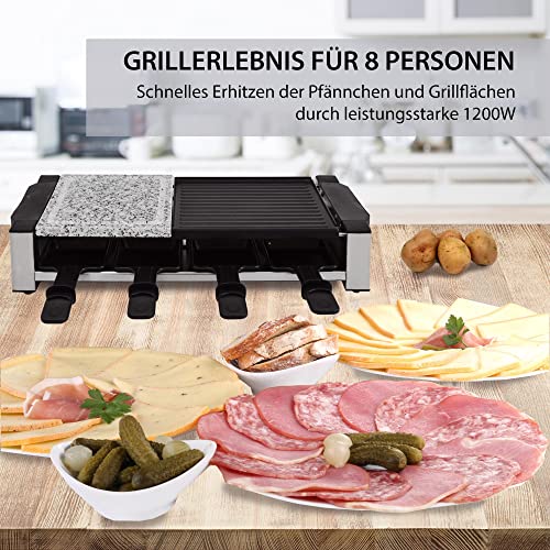 Syntrox Germany RAC-1200W-Davos Raclette-Grill für bis zu 8 Personen Heißer Stein & Grillplatte – Bild 3