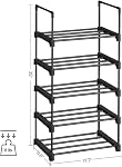 SONGMICS Raquette de chaussures, 5 Organisateur de chaussures de niveau, ensemble de 2 Étagères de rangement en métal, Facile à assembler, Entrée, Noir ULSA055B02