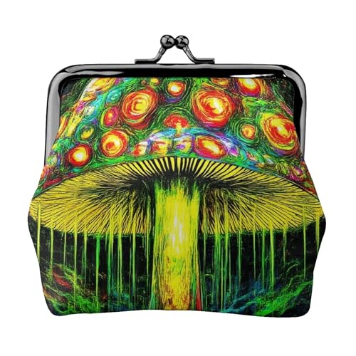 Kiss-Lock Coin Purse For Women Change Purses Small Coin Pouch Mini Change Holder Tiny Coin Wallet (magic mushrooms (2))