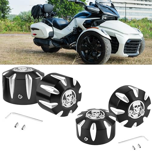 Gothic Skull Style Aluminum Front Rear Axle Nut Covers Caps Fit for Can Am Spyder F3 RT ST RS GS 2008-2024 CNC Wheel Axle Caps Accessories