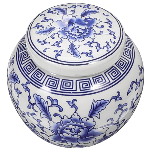 Didiseaon Tarro de Porcelana Azul y Cubierta Hermética, Recipiente de Almacenamiento para Té y Alimentos Secos, Bote de Cocina Práctico para Guardar Hojas de Té y Granos, Estilo Tradicional