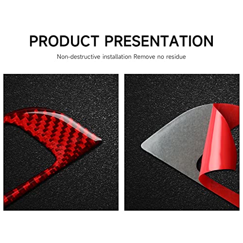 Image of 2PCS Car Steering Trim Sticker Cover Carbon Fiber Decal fits for Alfa Romeo Giulia 952 Stelvio 949 2016 2017 2018 2019 Interior Accessories (Red)