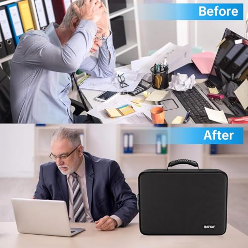 ENGPOW Feuerfeste Dokumententasche mit Schloss,5200℉ A4 Ordner Organizer Aufbewahrungsbox mit 25 Fächer Tragbare Aktentasche Zuhause und Büro Dokumentenaufbewahrung für Wichtige Dokumente Zertifikate