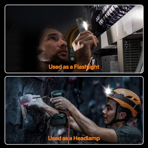 BORUIT HP130 Small Torch, 1150 Lumen Rechargeable Flashlight with Headband for Headlamp Use, Pocket Flashlight with IP68 Waterproof, Back Clip, for Camping Running Working - Image 4