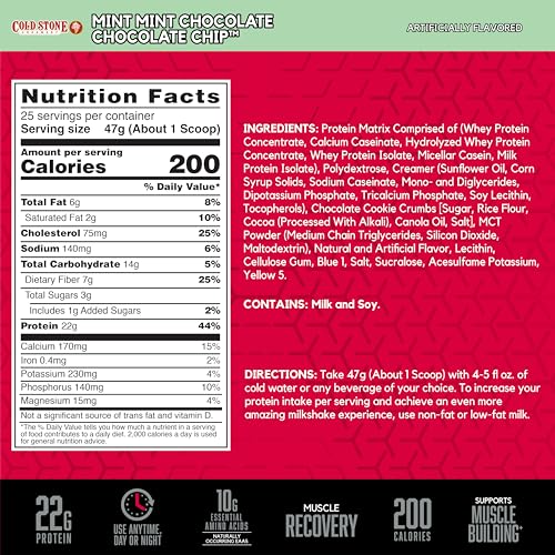 Image of BSN Syntha-6 Whey Protein Powder, Cold Stone Creamery- Mint Mint Chocolate Chocolate Chip Flavor, Micellar Casein, Milk Protein Isolate Powder, 25 Servings