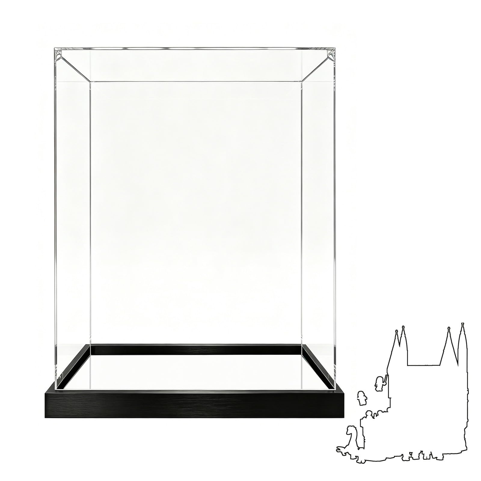 Acrylic Display Case Compatible with Lego 76473 Castle East Wing Model, Dustproof Transparent Storage Box, Compatible with Lego 76473 (Model Not Included) (2mm-Mirror Base)