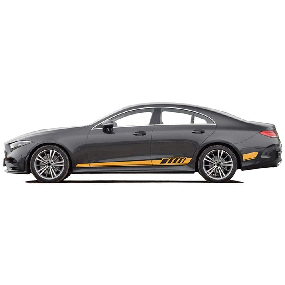 UNCLE LIAO Car Side Skirt For Mercedes Benz CLS Class W219 C219 W218 C218 X218 C257 CLS63 AMG Auto Car Door Sticker Side Step Skirt.,Yellow