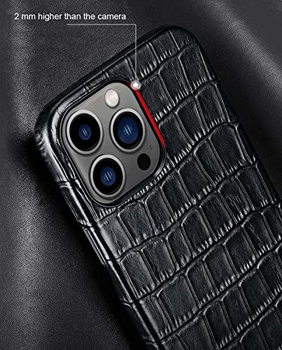Protection iPhone 12 Pro cuir style croco noir pour le quotidien - 4