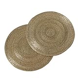 WHW Whole House Worlds Shimmer Round Gold Filigree Beaded Placemats, Set of 2, Wire, Glass, 13.75 D...