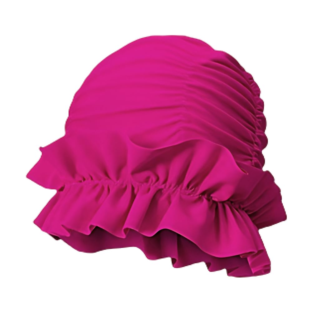 Elastic Swim Hats, Soft Bathing Hats Women Plus-Size Swim Caps with Ruffled Edges for Women Men Longer Thick Hair