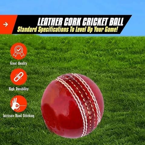 Image of PRO T-20 Leather Cricket Ball | Hand-Stitched Professional Grade | Durable for Test, T20 & Practice Matches | Swing & Seam Optimized | 2 Piece Construction | Premium Shine|Pack of 1| Cricket Ball |