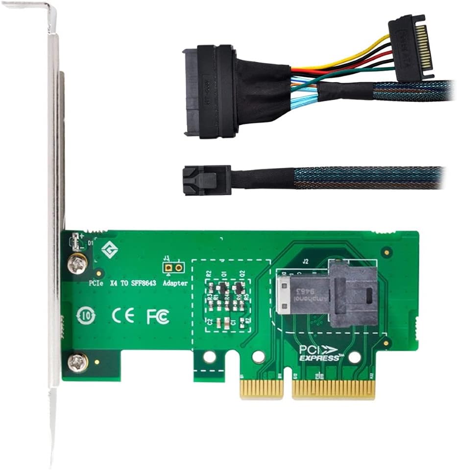 ChenYang SFF-8643 to PCI-E 4X Adapter with SFF-8639 to SFF-8643 Cable for Mainboard U.2 SFF-8639 SSD Expansion