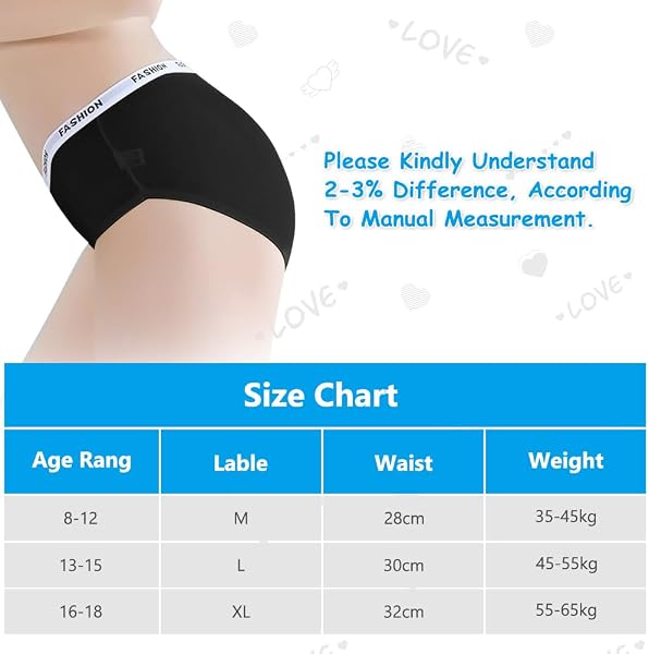 Mutandine Adolescenti, Slip Vita Media Intimo, Morbide e Confortevoli Mutande Slip, Slip Intimo Tinta Unita, Donna 8-18 Anni (8 Pack) - 5