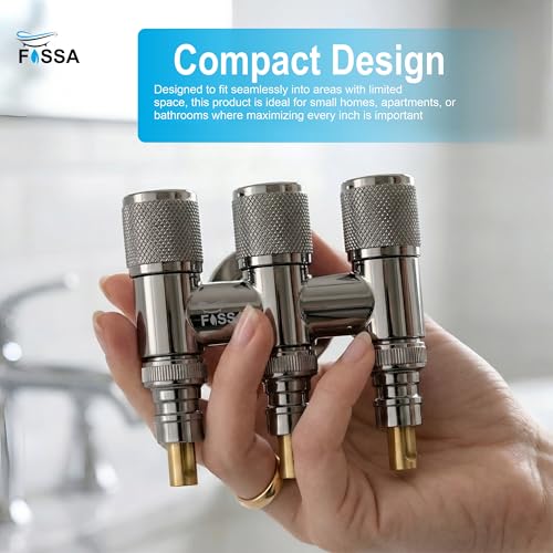 Image of Fossa Curio 1-Year Warrant 3 - Way Stainless Steel Laundry Washing Machine Faucet | Water Spigot with Handle | Multi-Use Hose Connector Tap | Angle Valve Grey Matte Finish (with Nozzle)
