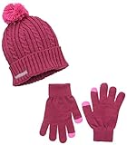 Weatherproof Big Girls' Cable Knit Beanie and E-Tip Glove