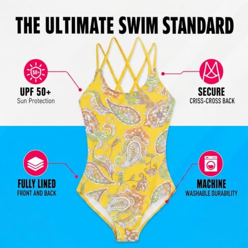 Image of Kanu Surf Girls' Reese UPF 50 Beach Sport Criss-Cross One Piece Swimsuit