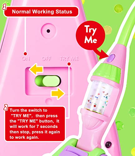 Kids Vacuum Cleaner Toy, Toy Vacuum Cleaner For Toddlers With Light & Sounds Effects & Whirling Stars, Pretend Play Household Housekeeping Cleaning Play Set Learning Toy For Kids Girls Boys Toy, Pink #TOP4