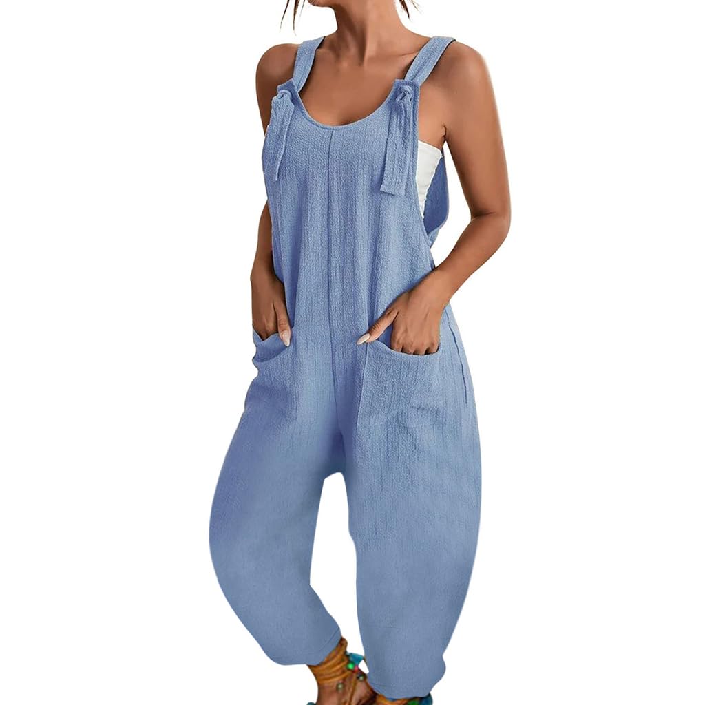 BRONG Tuinbroek voor dames, zomer, wijde pijpen, jumpsuit met zak, casual, losse overall voor vrouwen, rompertje zonder mouwen, groen, XXL