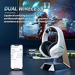 BINNUNE Wireless Gaming Headset with 2.4GHz for PS5, PC, Switch, FPS Gamers, 120Hrs+ Bluetooth 5.3 Gaming Headset with Noise Canceling Mic, 50MM Gaming Headphones (White)