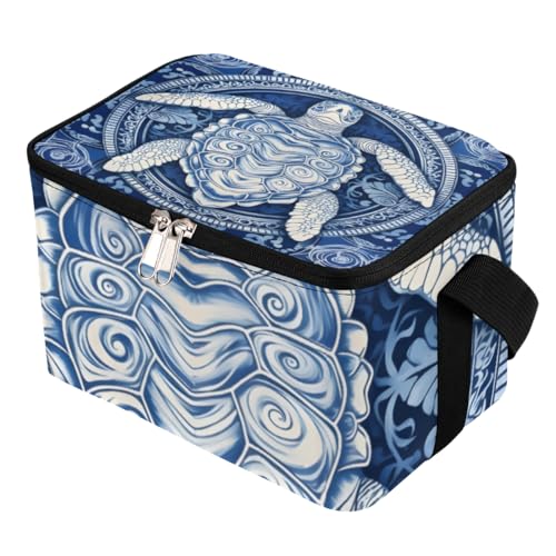 GzLeyigou Lunch Bags for Women Men 9 Cans,Turtle Hot & Cold Food Delivery Bag Insulated Grocery Bag Insulated Lunch Box Retro Sea Turtle Cooler Bag for Office Work Picnic Beach