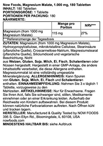 Magnésio Dimalato Malate Now Foods 180 Tabletes Importado (180)