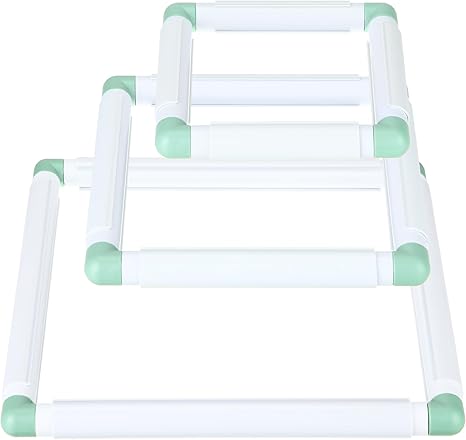 Janinka Embroidery Hoop 3 Pcs Cross Stitch Hoops and Frames White Rectangular Cross Stitch Embroidery Snap Frame DIY Sewing Tool for Quilting Silk-Painting 6 x 6, 8 x 8, 11 x 11 in(Green)