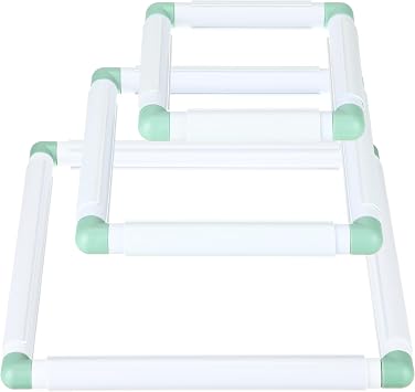 Janinka Embroidery Hoop 3 Pcs Cross Stitch Hoops and Frames White Rectangular Cross Stitch Embroidery Snap Frame DIY Sewing Tool for Quilting Silk-Painting 6 x 6, 8 x 8, 11 x 11 inGreen