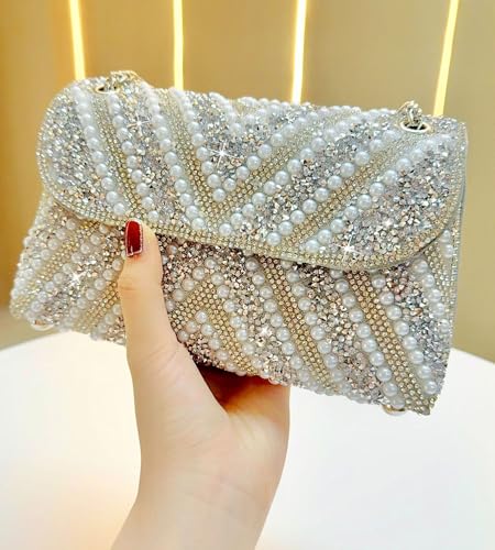 Image of Sweetovo Rhinestone Clutch Purse, Sparkly Evening Bag with Chain for Women